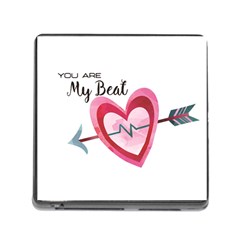 You Are My Beat / Pink And Teal Hearts Pattern (white)  Memory Card Reader (square)