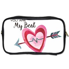 You Are My Beat / Pink And Teal Hearts Pattern (white)  Toiletries Bags by FashionFling