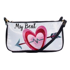 You Are My Beat / Pink And Teal Hearts Pattern (white)  Shoulder Clutch Bags by FashionFling