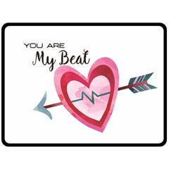 You Are My Beat / Pink And Teal Hearts Pattern (white)  Fleece Blanket (large) 