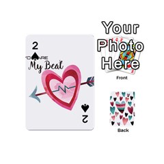 You Are My Beat / Pink And Teal Hearts Pattern (white)  Playing Cards 54 (mini)  by FashionFling