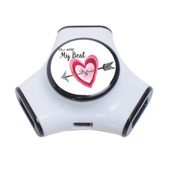 You Are My Beat / Pink And Teal Hearts Pattern (white)  3-port Usb Hub by FashionFling