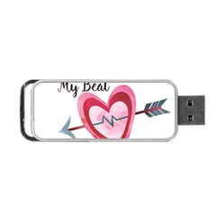 You Are My Beat / Pink And Teal Hearts Pattern (white)  Portable Usb Flash (one Side)