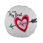 You Are My Beat / Pink And Teal Hearts Pattern (white)  Standard 15  Premium Round Cushions Front