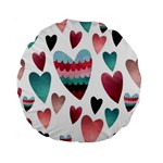 You Are My Beat / Pink And Teal Hearts Pattern (white)  Standard 15  Premium Round Cushions Back