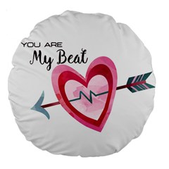 You Are My Beat / Pink And Teal Hearts Pattern (white)  Large 18  Premium Round Cushions by FashionFling