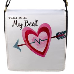 You Are My Beat / Pink And Teal Hearts Pattern (white)  Flap Messenger Bag (s) by FashionFling