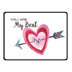 You Are My Beat / Pink And Teal Hearts Pattern (white)  Double Sided Fleece Blanket (small)  by FashionFling