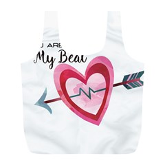 You Are My Beat / Pink And Teal Hearts Pattern (white)  Full Print Recycle Bags (l)  by FashionFling