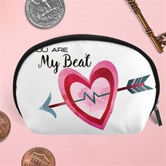 You Are My Beat / Pink And Teal Hearts Pattern (white)  Accessory Pouches (large)  by FashionFling