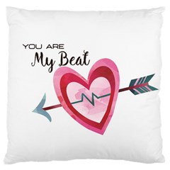 You Are My Beat / Pink And Teal Hearts Pattern (white)  Standard Flano Cushion Case (two Sides) by FashionFling