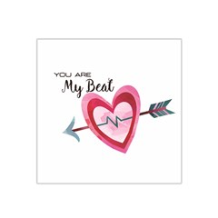 You Are My Beat / Pink And Teal Hearts Pattern (white)  Satin Bandana Scarf by FashionFling