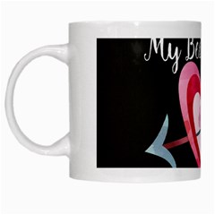 You Are My Beat / Pink And Teal Hearts Pattern (black)  White Mugs by FashionFling