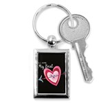 You Are My Beat / Pink And Teal Hearts Pattern (black)  Key Chains (Rectangle)  Front