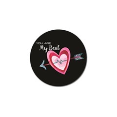 You Are My Beat / Pink And Teal Hearts Pattern (black)  Golf Ball Marker (4 Pack) by FashionFling