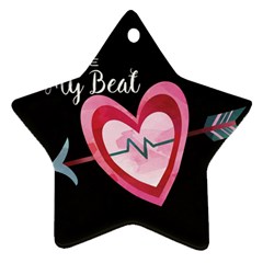 You Are My Beat / Pink And Teal Hearts Pattern (black)  Star Ornament (two Sides) by FashionFling