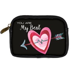 You Are My Beat / Pink And Teal Hearts Pattern (black)  Digital Camera Cases by FashionFling