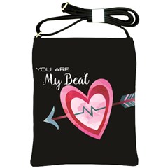 You Are My Beat / Pink And Teal Hearts Pattern (black)  Shoulder Sling Bags by FashionFling