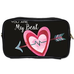 You Are My Beat / Pink And Teal Hearts Pattern (black)  Toiletries Bags 2-side by FashionFling