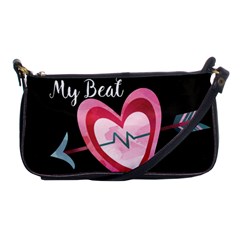 You Are My Beat / Pink And Teal Hearts Pattern (black)  Shoulder Clutch Bags by FashionFling