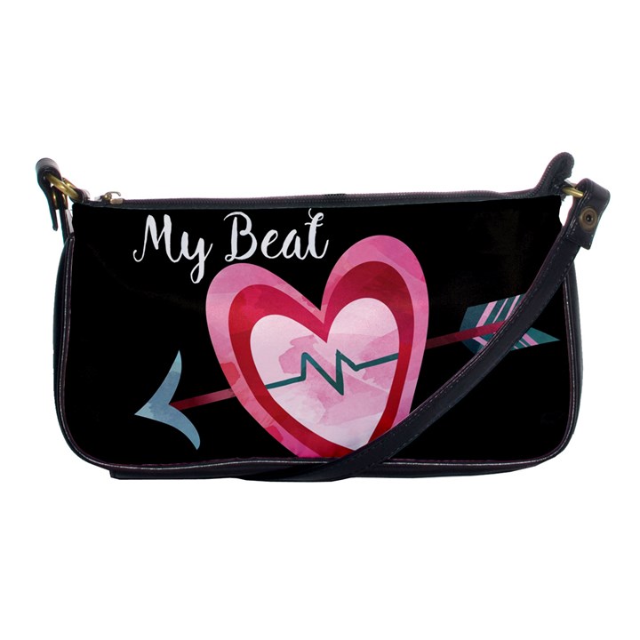 You Are My Beat / Pink And Teal Hearts Pattern (black)  Shoulder Clutch Bags