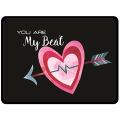 You Are My Beat / Pink And Teal Hearts Pattern (black)  Fleece Blanket (large)  by FashionFling