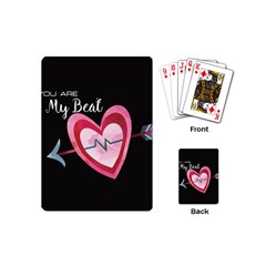 You Are My Beat / Pink And Teal Hearts Pattern (black)  Playing Cards (mini)  by FashionFling