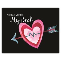 You Are My Beat / Pink And Teal Hearts Pattern (black)  Double Sided Flano Blanket (medium)  by FashionFling