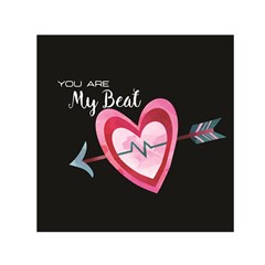 You Are My Beat / Pink And Teal Hearts Pattern (black)  Small Satin Scarf (square) by FashionFling