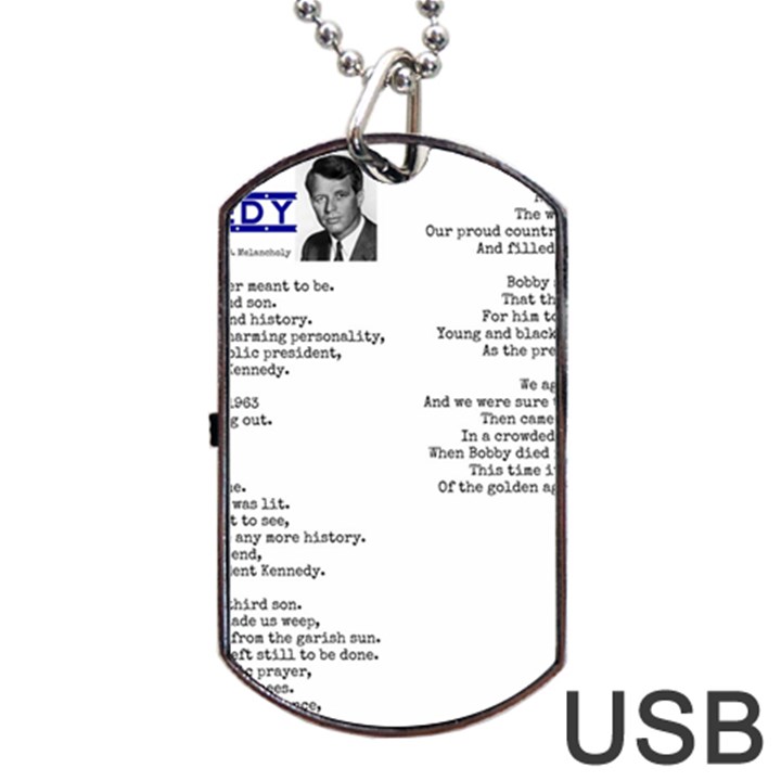 Kennedy Poem Dog Tag USB Flash (One Side)