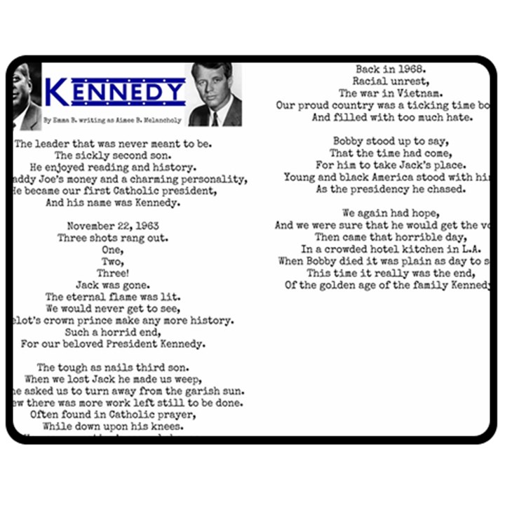 Kennedy Poem Double Sided Fleece Blanket (Medium) 