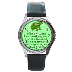 Little Frog Poem Round Metal Watch by athenastemple