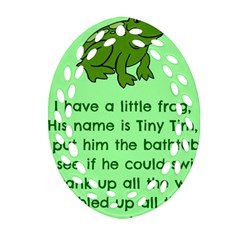 Little Frog Poem Ornament (oval Filigree) by athenastemple