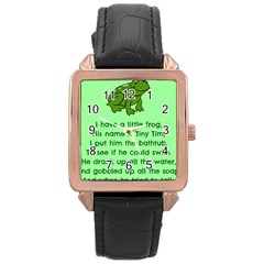 Little Frog Poem Rose Gold Leather Watch  by athenastemple