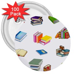 Bookworm Pattern 3  Buttons (100 Pack) 