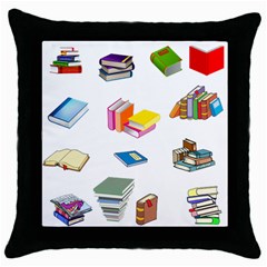 Bookworm Pattern Throw Pillow Case (black)