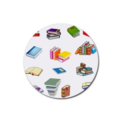 Bookworm Pattern Rubber Coaster (round) 