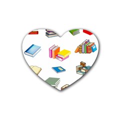 Bookworm Pattern Rubber Coaster (heart)  by athenastemple