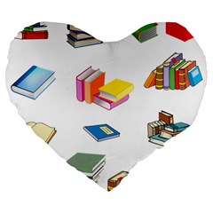 Bookworm Pattern Large 19  Premium Heart Shape Cushions