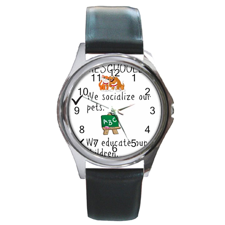 Homeschoolers Socialize Round Metal Watch