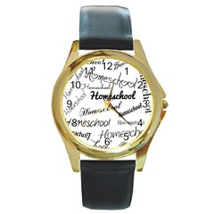 Homeschool Round Gold Metal Watch