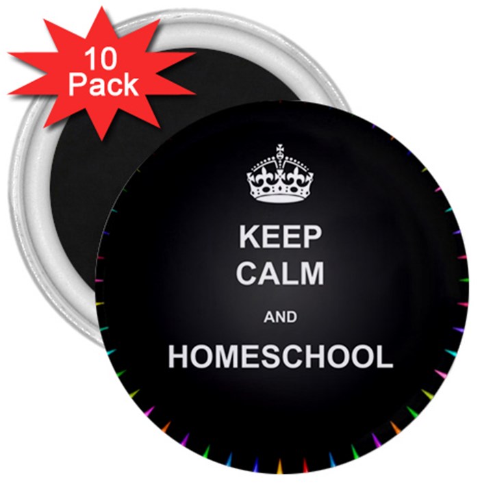 Keepcalmhomeschool 3  Magnets (10 pack) 