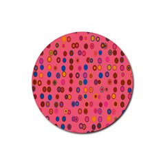 Circles Abstract Circle Colors Rubber Round Coaster (4 Pack) 