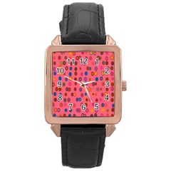 Circles Abstract Circle Colors Rose Gold Leather Watch  by Nexatart