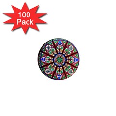 Church Window Window Rosette 1  Mini Magnets (100 Pack)  by Nexatart