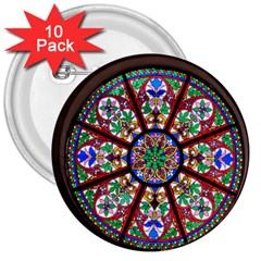 Church Window Window Rosette 3  Buttons (10 Pack)  by Nexatart