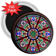 Church Window Window Rosette 3  Magnets (100 Pack) by Nexatart