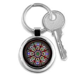 Church Window Window Rosette Key Chains (round)  by Nexatart