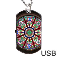 Church Window Window Rosette Dog Tag Usb Flash (one Side) by Nexatart