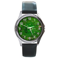 Circuit Board Round Metal Watch